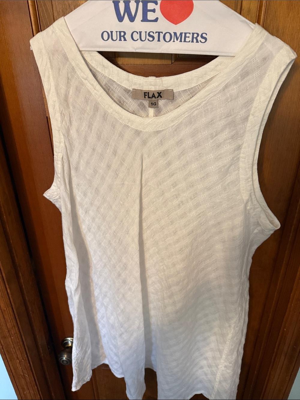 FLAX White Textured Linen-Blend Sleeveless Tank